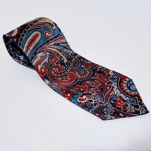 Ketch Necktie Men's Vintage Paisley Burgundy Teal